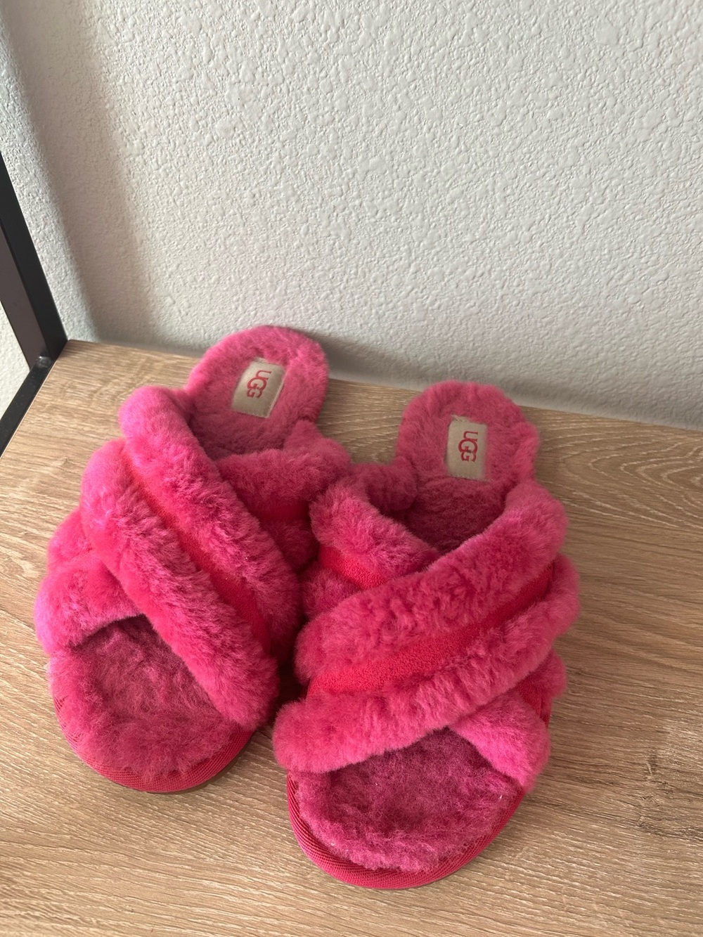 UGG Pink Fluff Slide Slippers